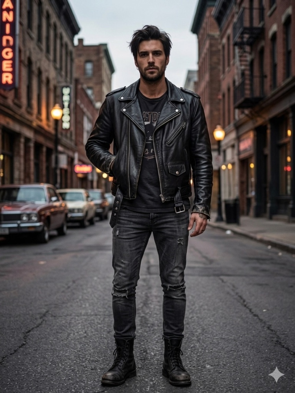 Vintage Oscar Leopold Distressed Leather Biker Jacket - Men's 42 Large